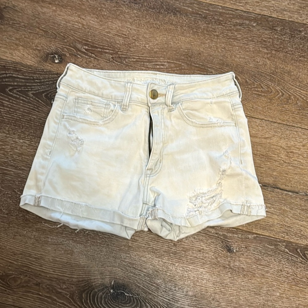 American Eagle light wash‎ hi rise shortie 6